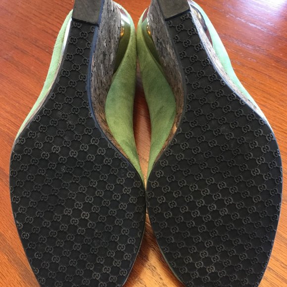 GUCCI AUTHENTIC SUEDE WEDGE SHOES - Picture 4 of 6